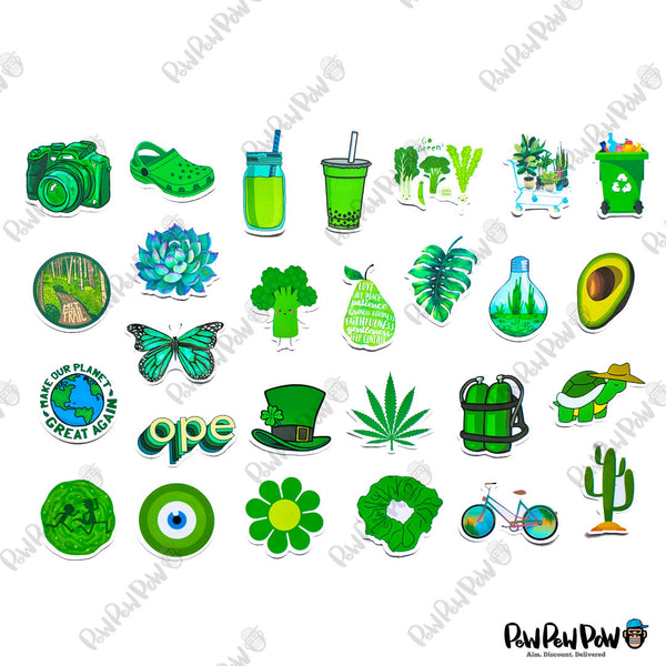 50 PCS "Go Green" Vinyl Sticker Pack – Pew Pew Pow
